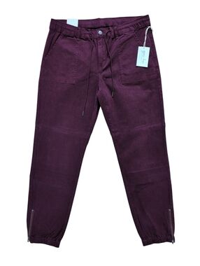 Grace & Lace Joggers Pants, Sueded Twill, NWT, Wine Color, Sz 16